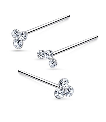 3 Silver Nose Stud Sets NSK-SET-1109